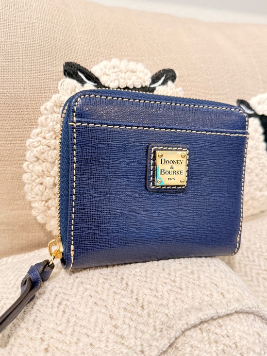 Dooney & Bourke Handbags - Dooney Blue Zip-Around Leather Small Wallet